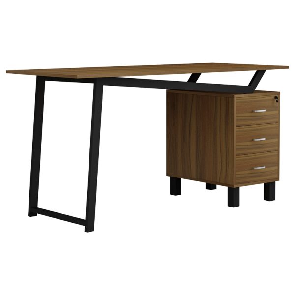 230 000031 9 Office desk with drawers Prosper pakoworld melamine walnut-black 140x60x76cmOffice furniture > Working desk