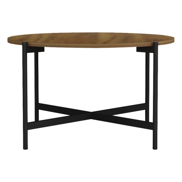 230 000032 2 2 Coffee table Aisle pakoworld melamine walnut-black D80x45cmSPRING OFFERS