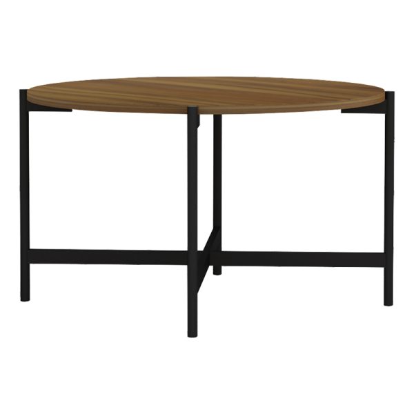 230 000032 5 Coffee table Aisle pakoworld melamine walnut-black D80x45cmSPRING OFFERS