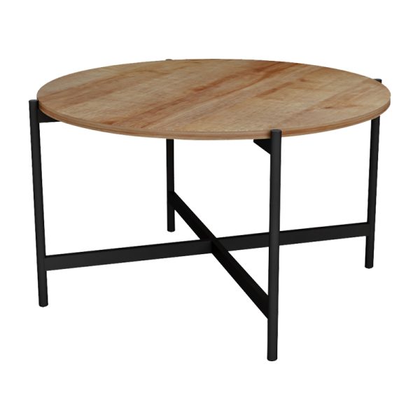 230 000033 3 3 Coffee table Aisle pakoworld melamine natural-black D80x45cmSPRING OFFERS