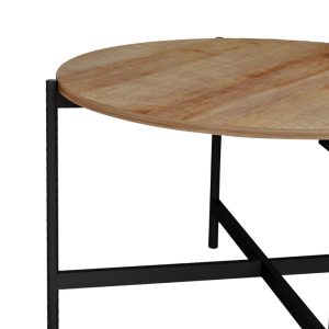 230 000033 4 3 Coffee table Aisle pakoworld melamine natural-black D80x45cmSPRING OFFERS