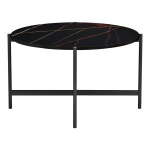230 000038 2 2 Coffee table Aisle pakoworld black marble melamine-black metal D80x45cmIndoor furniture > Coffee tables