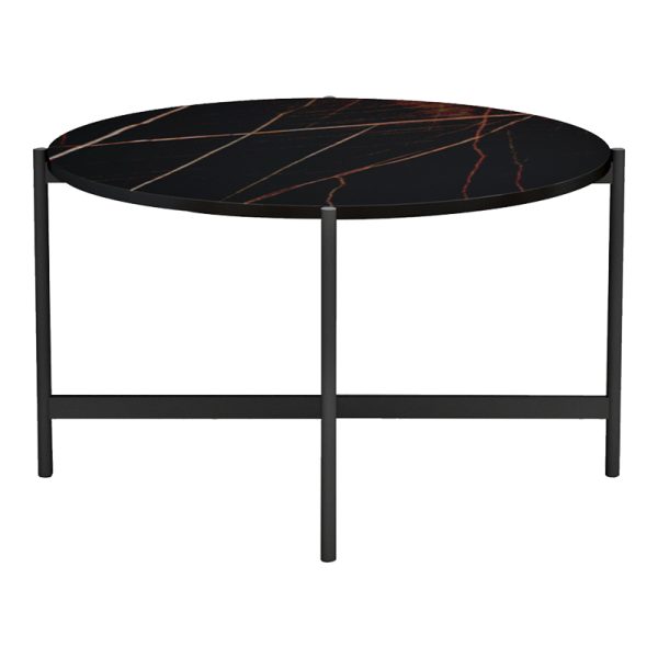 230 000038 2 2 Coffee table Aisle pakoworld black marble melamine-black metal D80x45cmIndoor furniture > Coffee tables