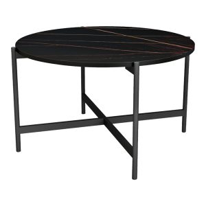 230 000038 3 2 Coffee table Aisle pakoworld black marble melamine-black metal D80x45cmIndoor furniture > Coffee tables