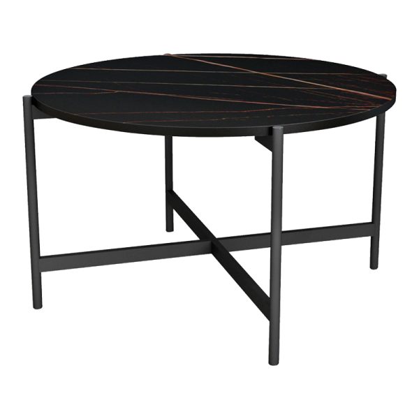 230 000038 3 2 Coffee table Aisle pakoworld black marble melamine-black metal D80x45cmIndoor furniture > Coffee tables
