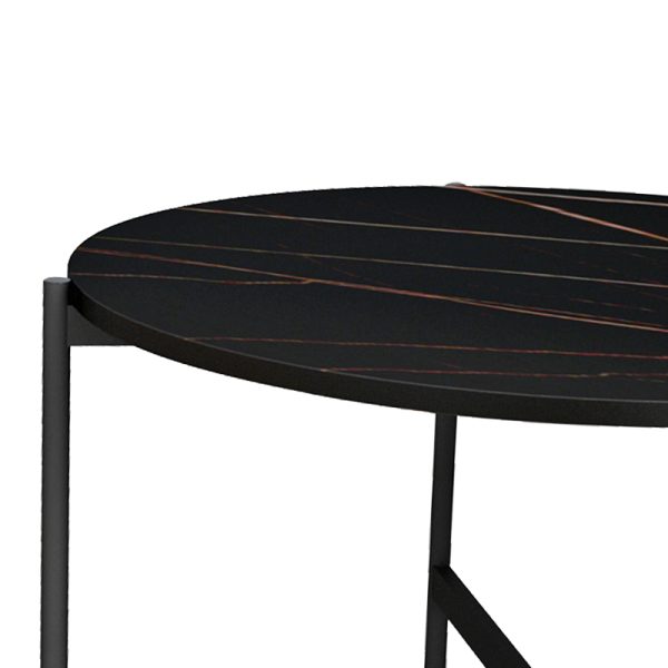 230 000038 4 2 Coffee table Aisle pakoworld black marble melamine-black metal D80x45cmIndoor furniture > Coffee tables