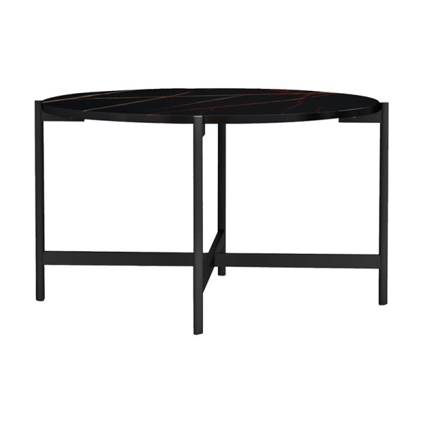 230 000038 5 Coffee table Aisle pakoworld black marble melamine-black metal D80x45cmIndoor furniture > Coffee tables
