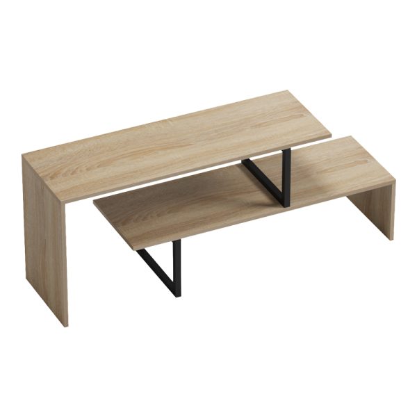 230 000040 3 4 Tv stand Lilant pakoworld melamine board in sonoma color and black metal leg 160x30x45cmIndoor furniture > TV stands
