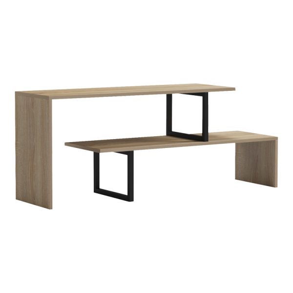 230 000040 7 Tv stand Lilant pakoworld melamine board in sonoma color and black metal leg 160x30x45cmIndoor furniture > TV stands