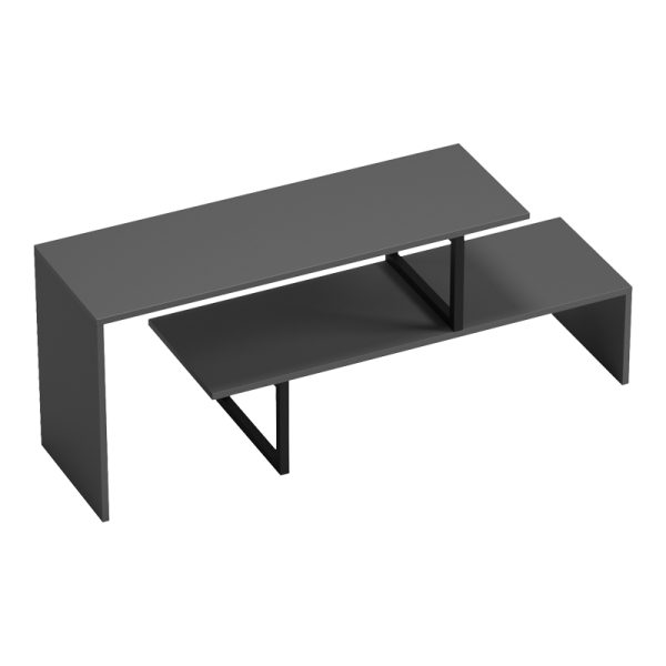 230 000041 2 7 Tv stand Lilant pakoworld melamine in grey color and black metal leg 160x30x45cmIndoor furniture > TV stands