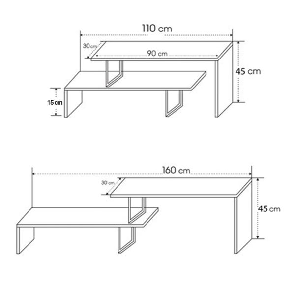 230 000041 4 7 Tv stand Lilant pakoworld melamine in grey color and black metal leg 160x30x45cmIndoor furniture > TV stands