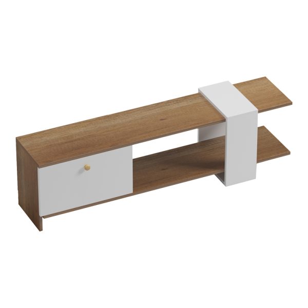 230 000042 2 5 Standi pakoworld melamine TV stand in natural-white color 120x25x36.8cmIndoor furniture > TV stands