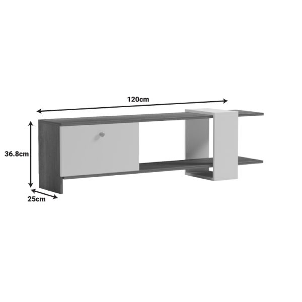 230 000042 4 5 Standi pakoworld melamine TV stand in natural-white color 120x25x36.8cmIndoor furniture > TV stands