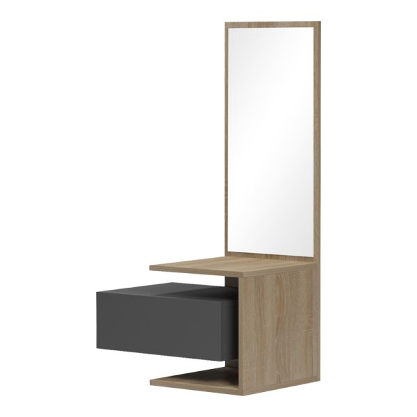 230 000055 2 4 Kendi Entryway Furniture by Pakoworld, wall-mounted with mirror, in grey-sonoma finish 49.1x31.3x90 cmIndoor furniture > Entrance furniture