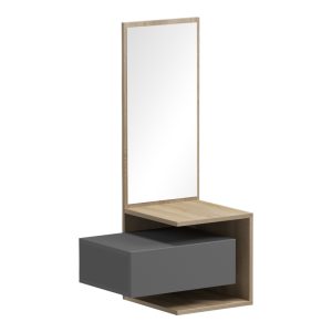 230 000055 3 4 Kendi Entryway Furniture by Pakoworld, wall-mounted with mirror, in grey-sonoma finish 49.1x31.3x90 cmIndoor furniture > Entrance furniture
