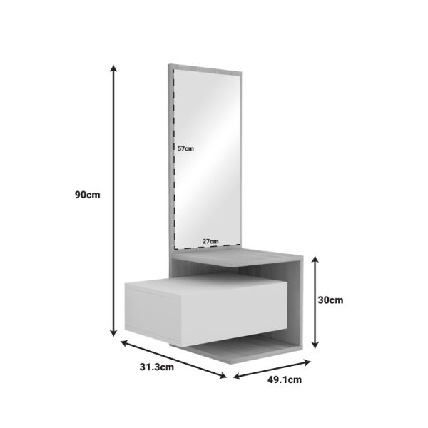 230 000055 4 4 Kendi Entryway Furniture by Pakoworld, wall-mounted with mirror, in grey-sonoma finish 49.1x31.3x90 cmIndoor furniture > Entrance furniture