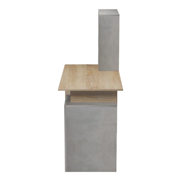 230 000057 4 6 Ofiice desk with a bookshelf and a cabinet Meza pakoworld in sonoma-grey cement color 146.3x55x128.8cmOffice furniture > Working desk