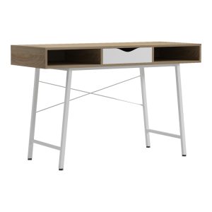 230 000060 8 Office desk Komo pakoworld in sonoma-white color with white metallic legs 120x48x76cmOffice furniture > Working desk