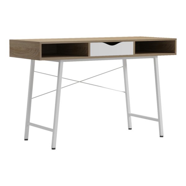 230 000060 8 Office desk Komo pakoworld in sonoma-white color with white metallic legs 120x48x76cmOffice furniture > Working desk
