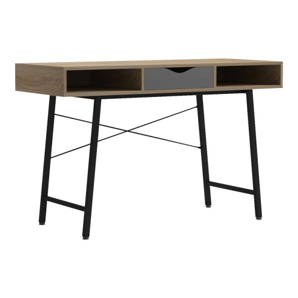 230 000061 7 Office desk Komo pakoworld in sonoma-grey color with black metallic legs 120x48x76cmOffice furniture > Working desk
