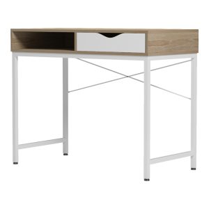 230 000062 2 3 Office desk Kama pakoworld in sonoma-white color with white metallic legs 95x48x76cmOffice furniture > Working desk