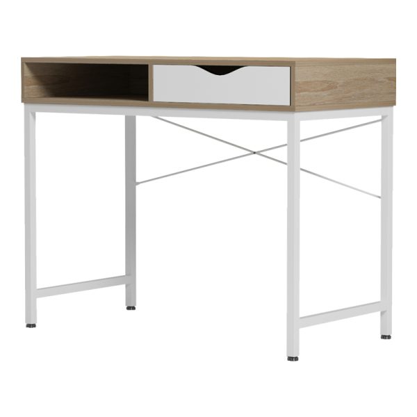 230 000062 2 3 Office desk Kama pakoworld in sonoma-white color with white metallic legs 95x48x76cmOffice furniture > Working desk