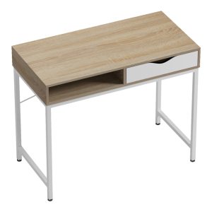 230 000062 3 3 Office desk Kama pakoworld in sonoma-white color with white metallic legs 95x48x76cmOffice furniture > Working desk