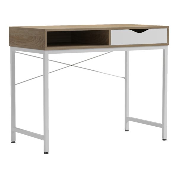 230 000062 6 Office desk Kama pakoworld in sonoma-white color with white metallic legs 95x48x76cmOffice furniture > Working desk