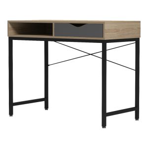 230 000063 2 4 Office desk Kama pakoworld in sonoma-grey color with black metallic legs 95x48x76cmOffice furniture > Working desk