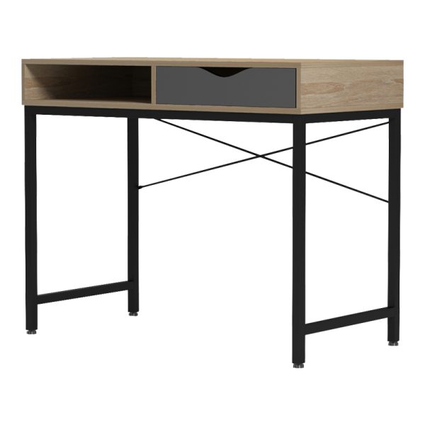 230 000063 2 4 Office desk Kama pakoworld in sonoma-grey color with black metallic legs 95x48x76cmOffice furniture > Working desk