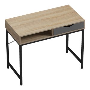 230 000063 3 4 Office desk Kama pakoworld in sonoma-grey color with black metallic legs 95x48x76cmOffice furniture > Working desk