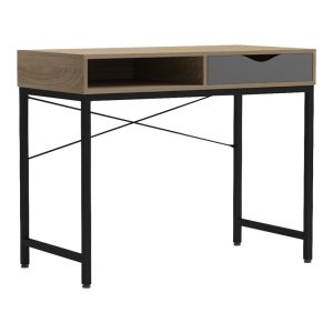 230 000063 7 Office desk Kama pakoworld in sonoma-grey color with black metallic legs 95x48x76cmOffice furniture > Working desk