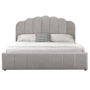 234 000001 2 8 Double bed Tatiana pakoworld fabric light grey with storage 160x200cmIndoor furniture > Beds