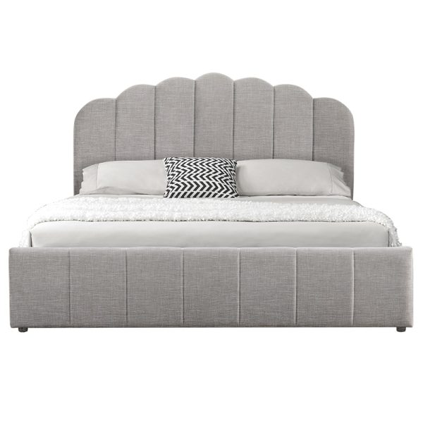 234 000001 2 8 Double bed Tatiana pakoworld fabric light grey with storage 160x200cmIndoor furniture > Beds