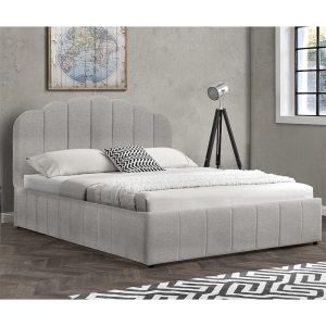 234 000001 3 8 Double bed Tatiana pakoworld fabric light grey with storage 160x200cmIndoor furniture > Beds