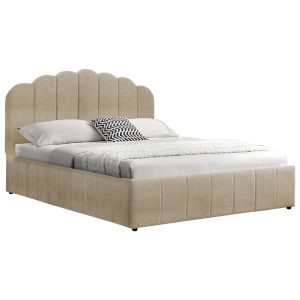 234 000002 12 Double bed Tatiana pakoworld fabric beige with storage 160x200cmIndoor furniture > Beds