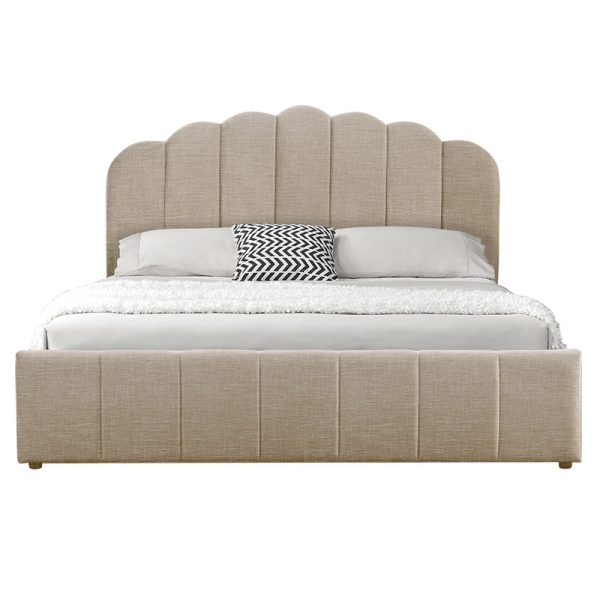 234 000002 2 9 Double bed Tatiana pakoworld fabric beige with storage 160x200cmIndoor furniture > Beds
