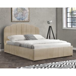 234 000002 3 9 Double bed Tatiana pakoworld fabric beige with storage 160x200cmIndoor furniture > Beds