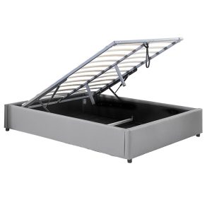 234 000003 2 7 Double bed Circe pakoworld PU grey with storage 150x200cmIndoor furniture > Beds