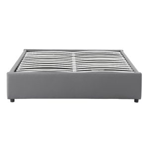 234 000003 3 7 Double bed Circe pakoworld PU grey with storage 150x200cmIndoor furniture > Beds