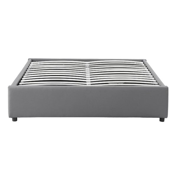 234 000003 3 7 Double bed Circe pakoworld PU grey with storage 150x200cmIndoor furniture > Beds