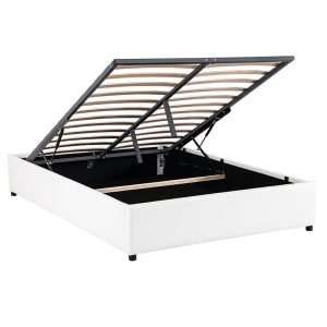 234 000004 2 6 Double bed Circe pakoworld PU white with storage 150x200cmIndoor furniture > Beds