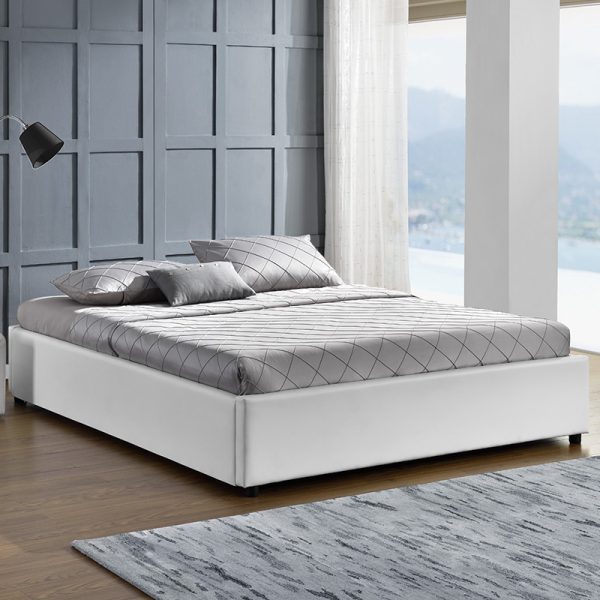 234 000004 3 6 Double bed Circe pakoworld PU white with storage 150x200cmIndoor furniture > Beds