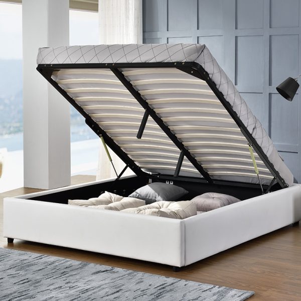 234 000004 4 6 Double bed Circe pakoworld PU white with storage 150x200cmIndoor furniture > Beds