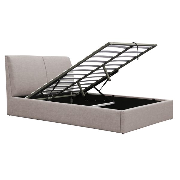 234 000007 2 7 Double bed Violaine pakoworld fabric beige-grey with storage 160x200cmIndoor furniture > Beds