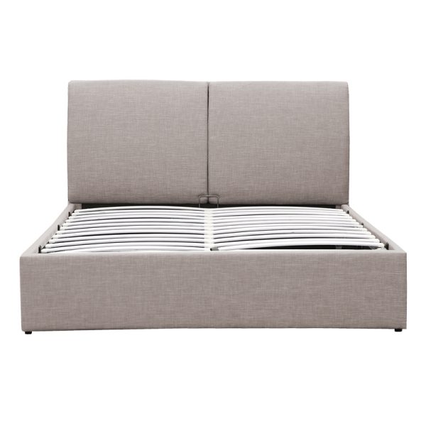 234 000007 4 7 Double bed Violaine pakoworld fabric beige-grey with storage 160x200cmIndoor furniture > Beds