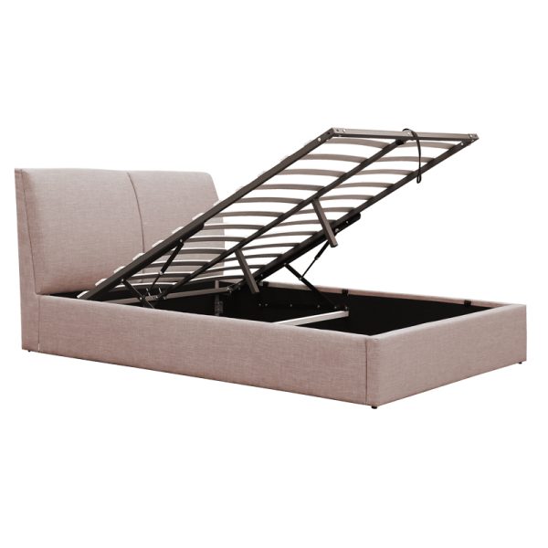 234 000008 3 4 Double bed Violaine pakoworld fabric beige with storage 160x200cmIndoor furniture > Beds
