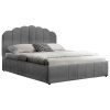 234 000009 Armchair Fluffy pakoworld fabric grey-natural rubberwood leg 75x69x96cmIndoor furniture > Living room armchairs
