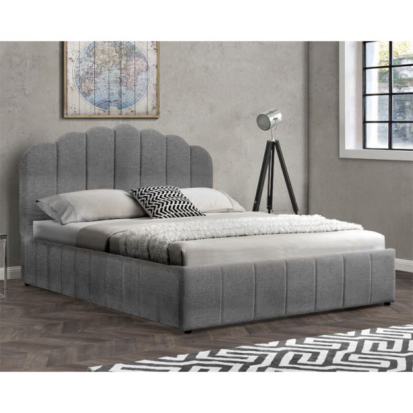 234 000009 3 Double bed Tatiana pakoworld fabric anthracite with storage 160x200cmIndoor furniture > Beds