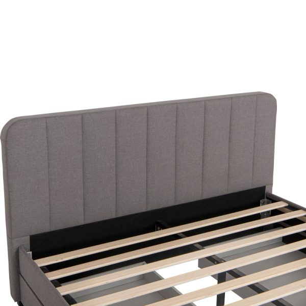 234 000014 3 4 Double bed Veloty pakoworld fabric dark grey with drawers 150x200cmIndoor furniture > Beds